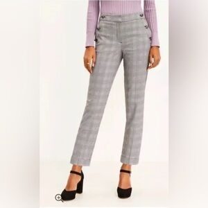 LOFT Riviera Slim Pant in Black and Burgundy Plaid